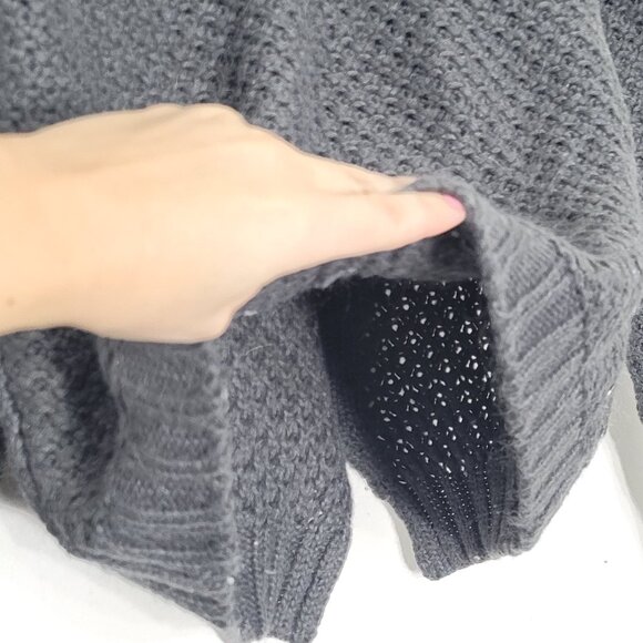 Bonobo City Women's Gray Black Drop Shoulder Elbow Patch Pullover Sweater Size S - Picture 4 of 12